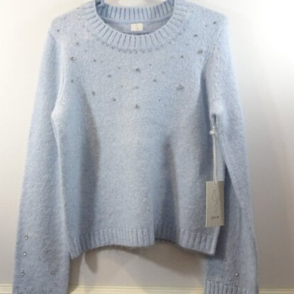 Joie Sweaters - Joie Light Blue Sweater with Rhinestone Details